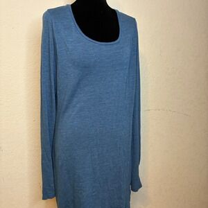 Velvet by Graham & Spencer Swing Dress Blue Heather Lightweight Button Cuff XL